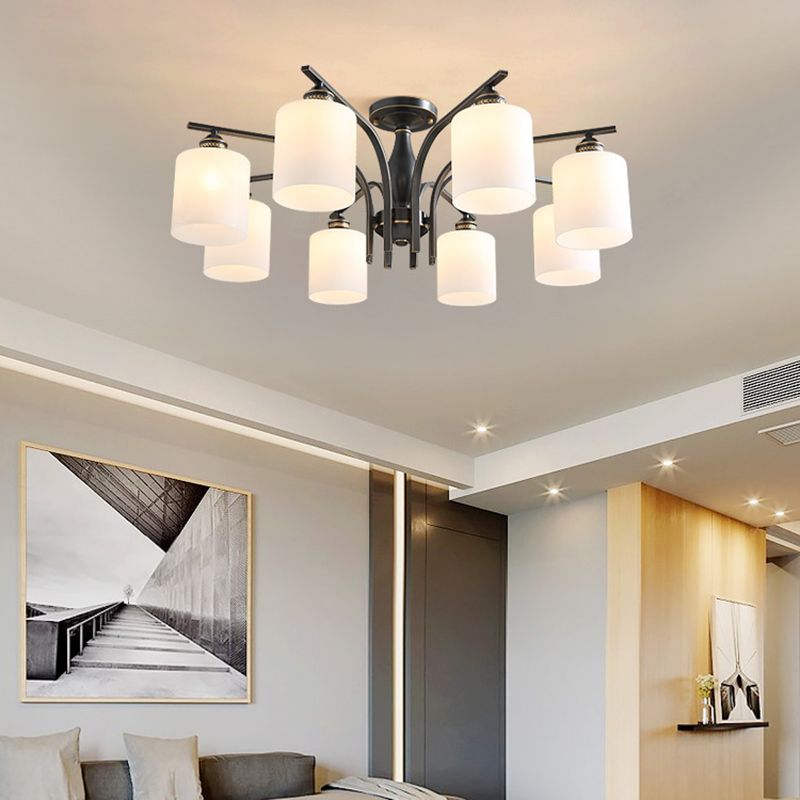 Semi Mount Lighting Minimalist Glass Cylindrical Semi Flush Mount Ceiling Fixture