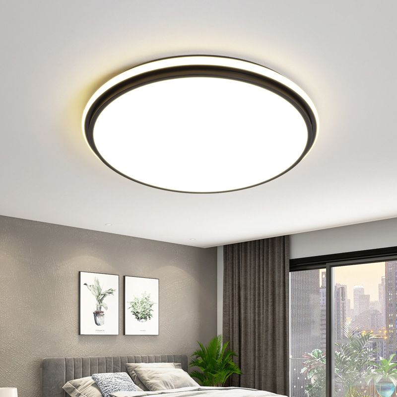 Geometric Flush Mount Fixture Contemporary Metal Flush Light in Black