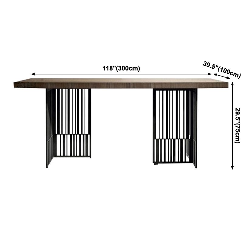 Mesa de comedor rectangular industrial de metal mesa de comedor de madera para cocina
