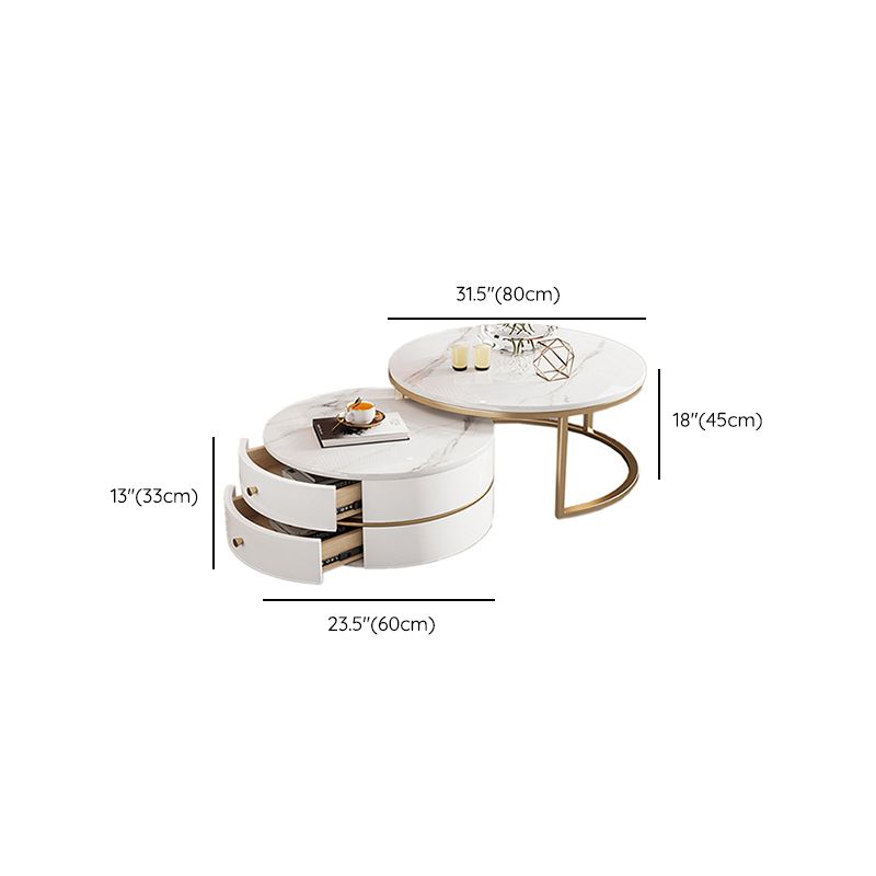 Modern Coffee Table Frame 2 Piece Nesting Tables with Golden Legs