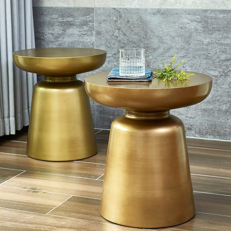 Mid-century Modern 16.9" Tall Round Top Side Table Metal Pedestal End Table