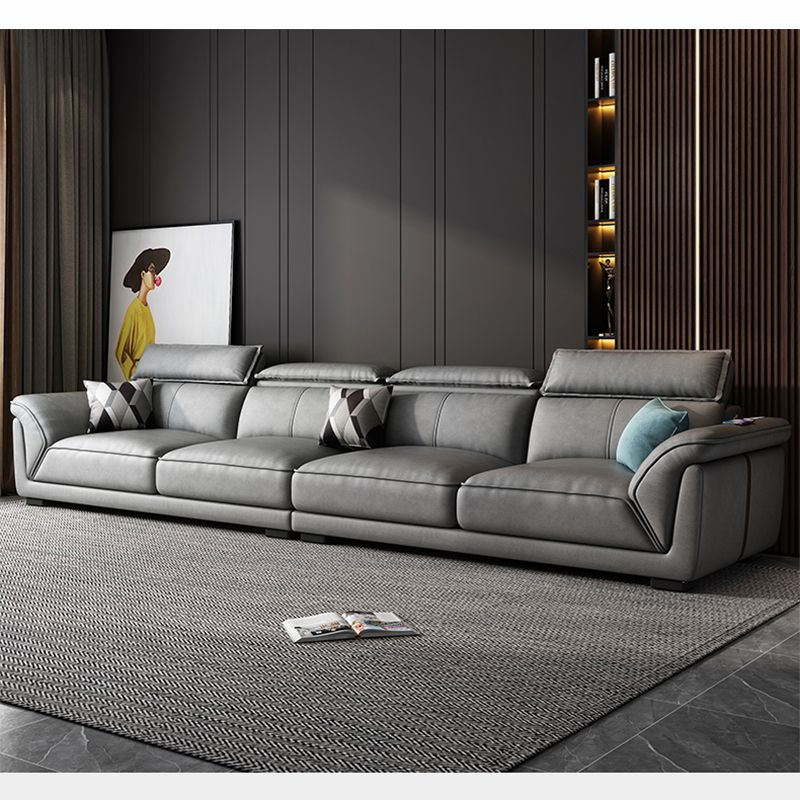 Divano sezionale moderno in pelle finta 33,46 "divano e chaise del braccio svasato, grigio