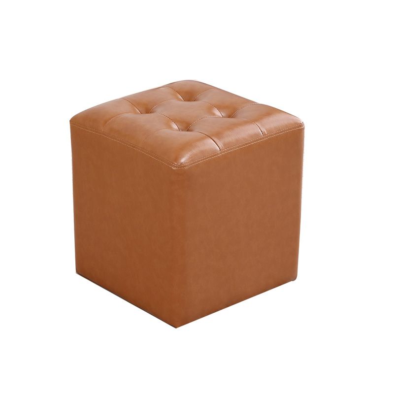 Modern Leather Pouf Water Resistant Square Pouf for Living Room
