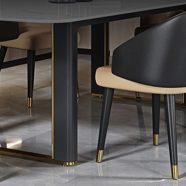 Traditional Luxury Dining Table Rectangle Sintered Stone Dining Table with Sled Base