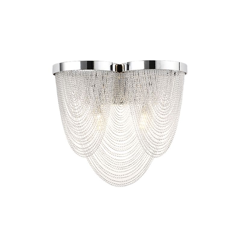 Modernism Style Tassel Wall Light Aluminum 2 Lights Wall Sconce in Chrome for Bedroom