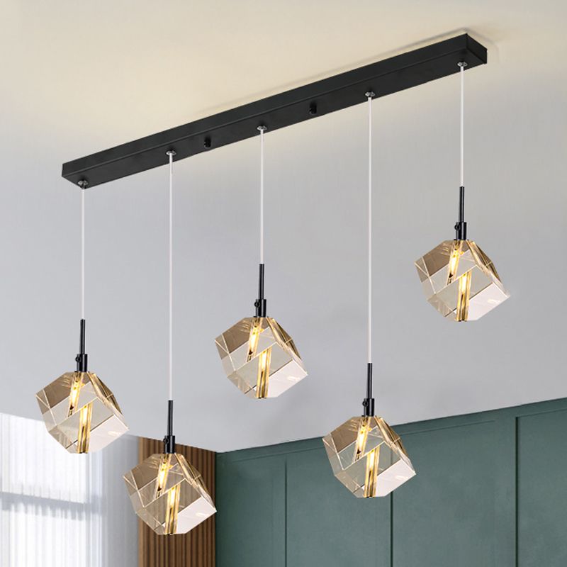 Accesorios de iluminación de estilo cuadrado moderno Ideas de iluminación de la isla de cristal