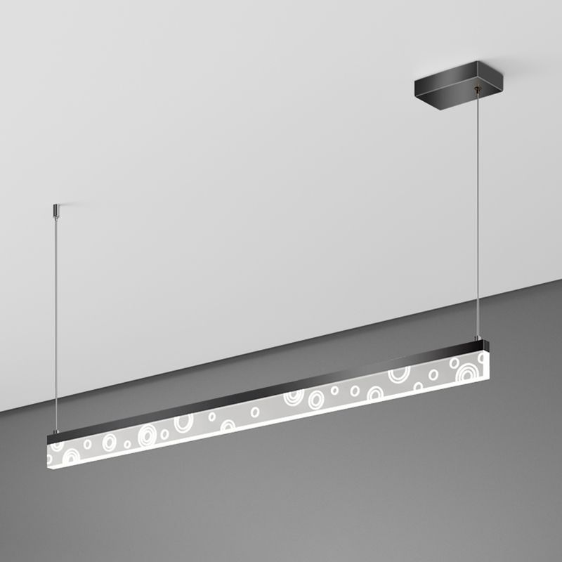 Idée d'éclairage d'île de forme linéaire Pendentif en île en métal moderne 1-Light en noir