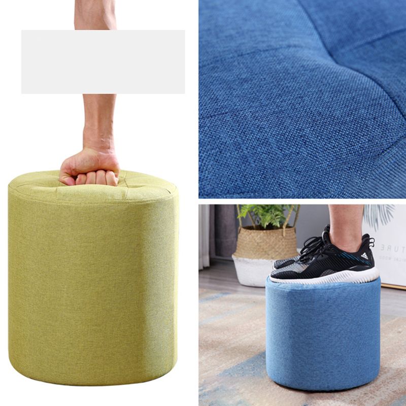 Modern Cotton Pouf Round Stain Resistant Solid Color Pouf for Living Room
