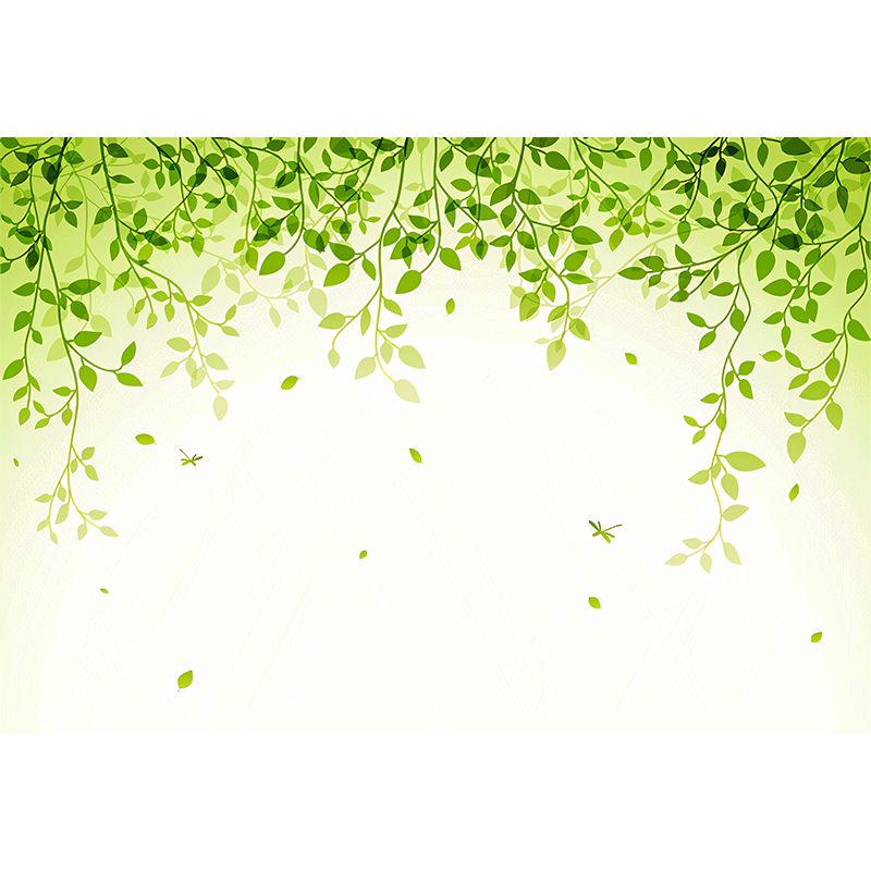 Giant Fresh Mural Wall Decor Pastel Green Tiny Leaf Wall Mural, Made to Measure
