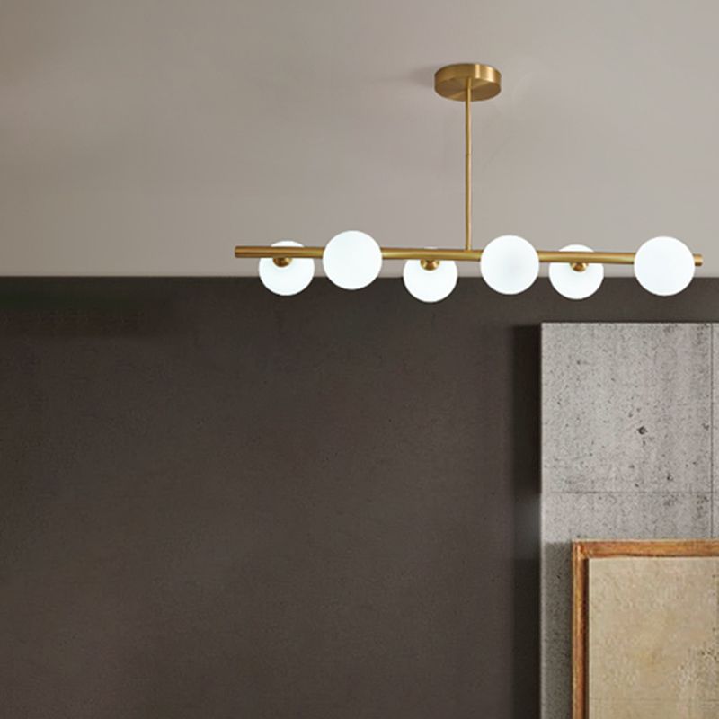 Nordic Style Copper Hanging Lamp Ball Shape Shade Island Light Fixture for Bedroom
