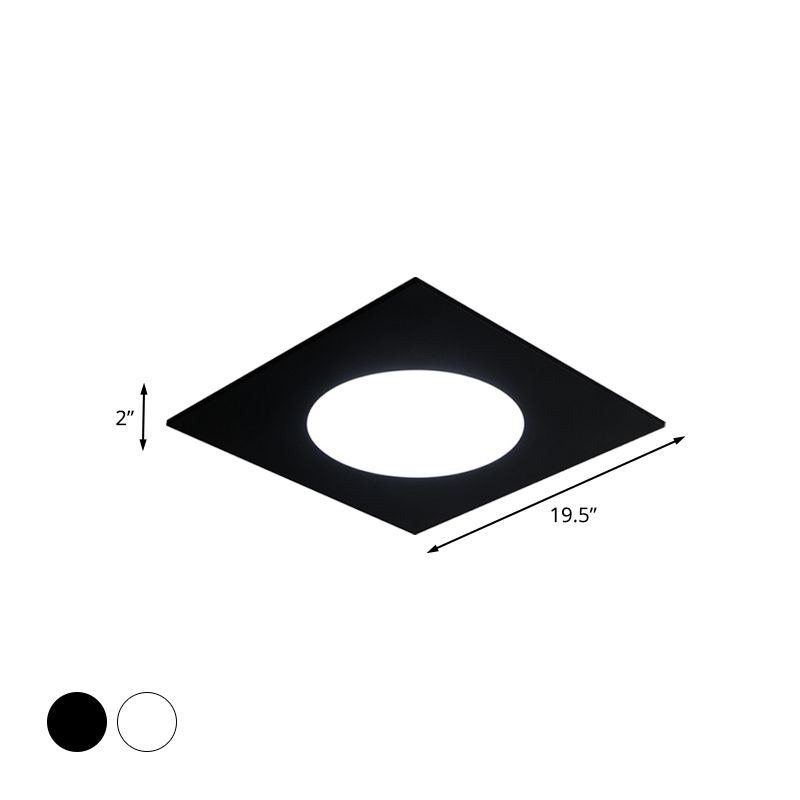 Metallic Squared Flush Mount Fixture Minimalist White/Black LED Ceiling Flush in White/Warm Light