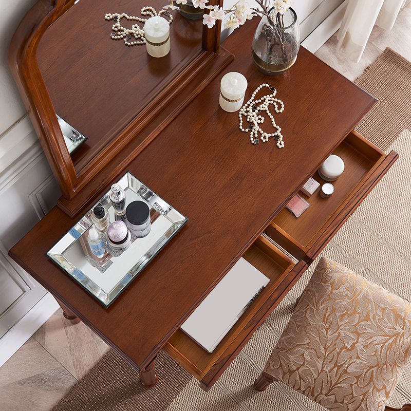 Wood Traditional Vanity Dressing Table 2-Drawer Makeup Vanity Desk