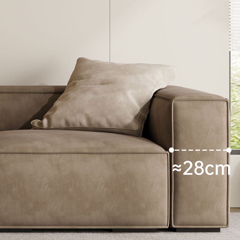 Contemporary Stain Resistant Square Arm Sofa in Brown for Living Room