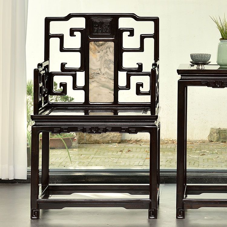 Indoor Deep Brown Dining Arm Chair Solid Wood Dining Chair for Home