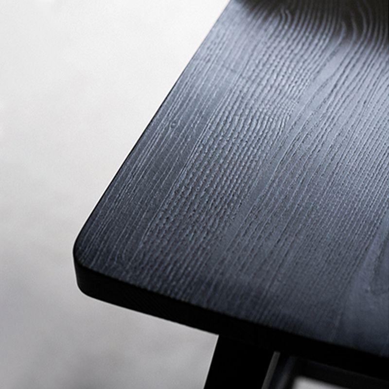 Black Armless Dining Stools Solid Wood Bar Stools with Footrest