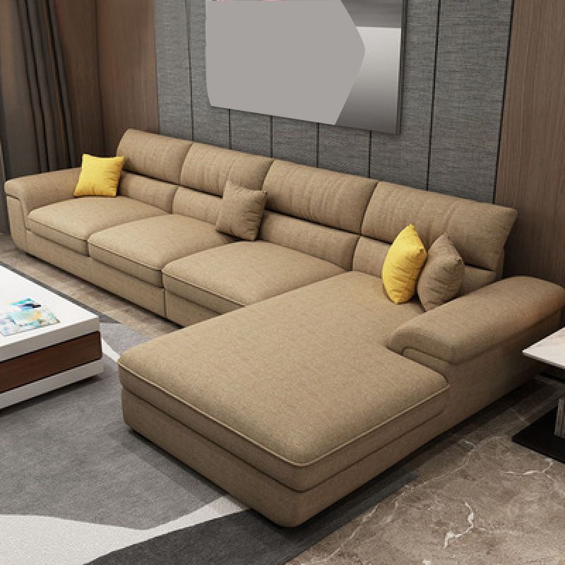 Modern Reversible Chaise Sectionals with Pillows Flared Arm Sectionals for Living Room