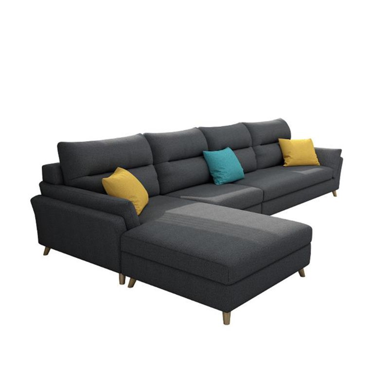 Modern Slipcovered Sofa & Chaise Fabric Flared Arm Sectional