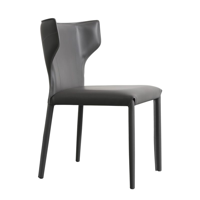 Contemporary Faux Leather and Metal Armless Dining Room Chair