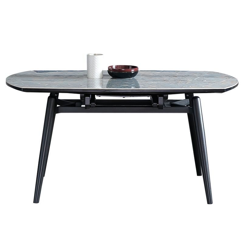 Modern Scalable Dinette Set 1/4/5/7 Pieces Round Blue Sintered Stone Top Dining Table Set