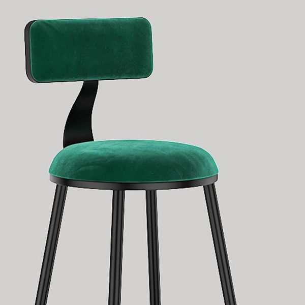 Scandinavian Low Back Footrest Barstool Matte Finish Velvet Counter Stool