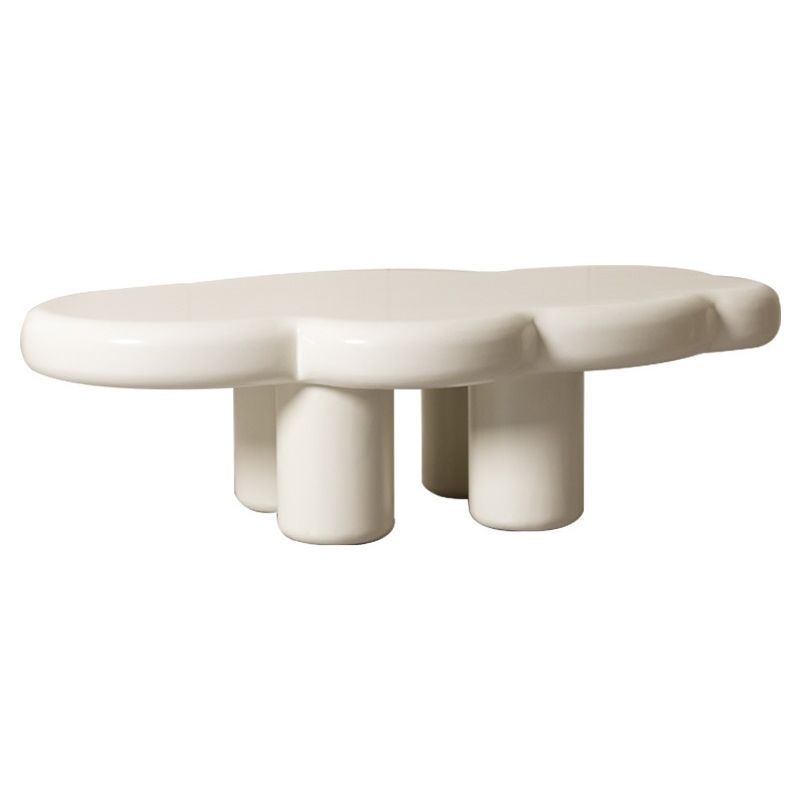Scandinavian Beige Free Form Coffee Table with 4 Legs in Wood