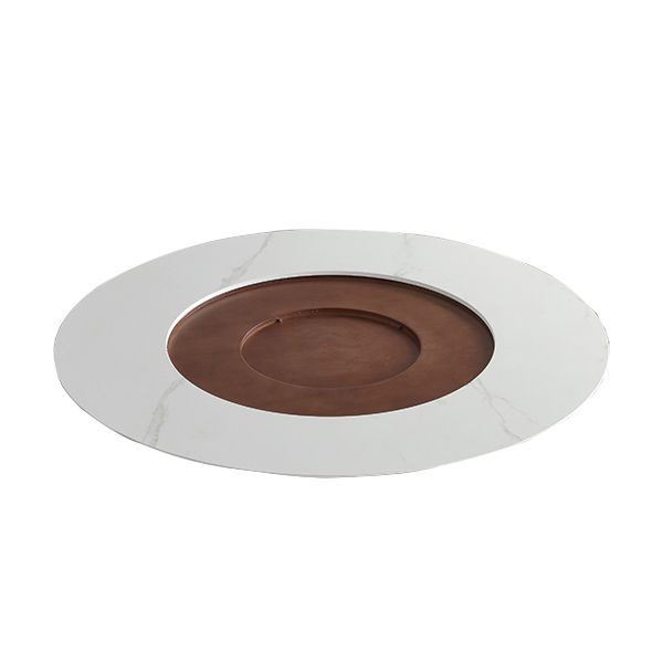 Round Sintered Stone Dining Table Modern Turntable Furniture with Steel Pedestal Base