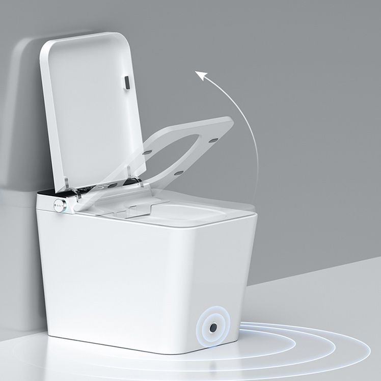 Foot Sensor Smart Toilet Elongated Contemporary Ceramic White