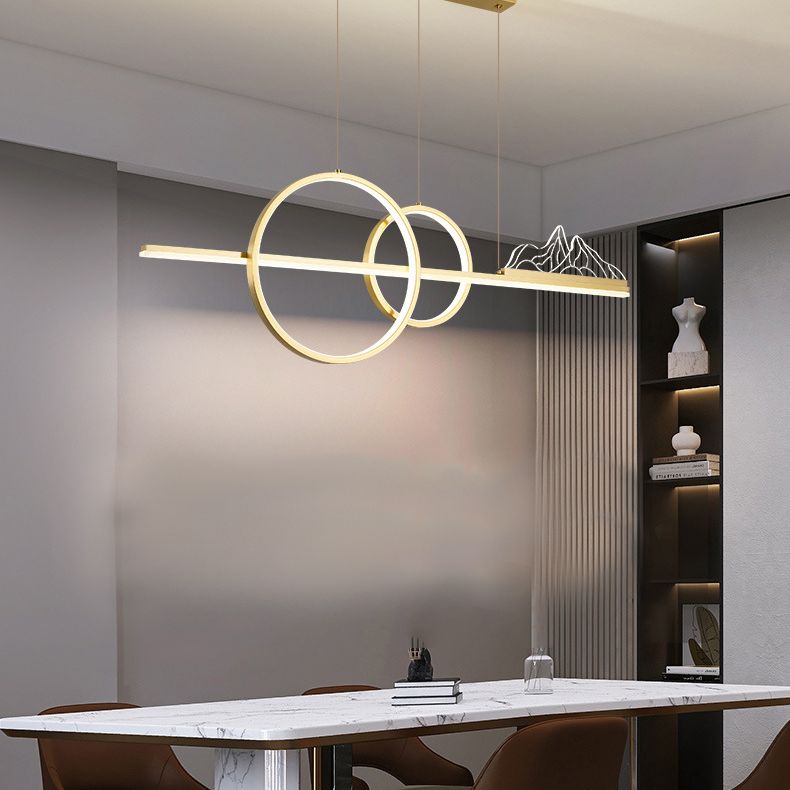 Multiple-Light Geometric Island Pendant Modern Metal Island Lighting for Dining Room