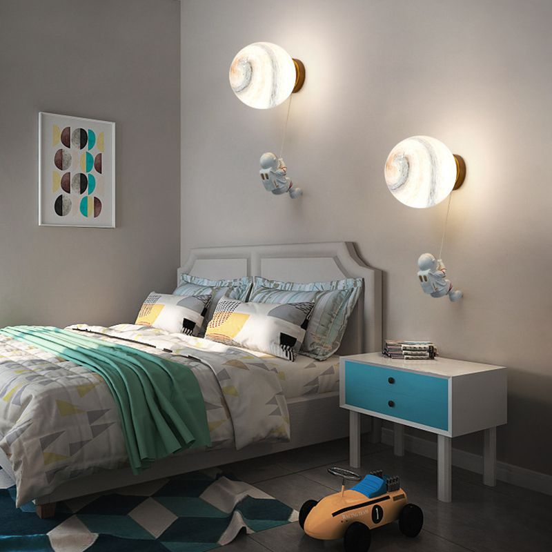 Kids Glass Wall Lamp Astronaut Wall Sconce Lighting for Nursery Room