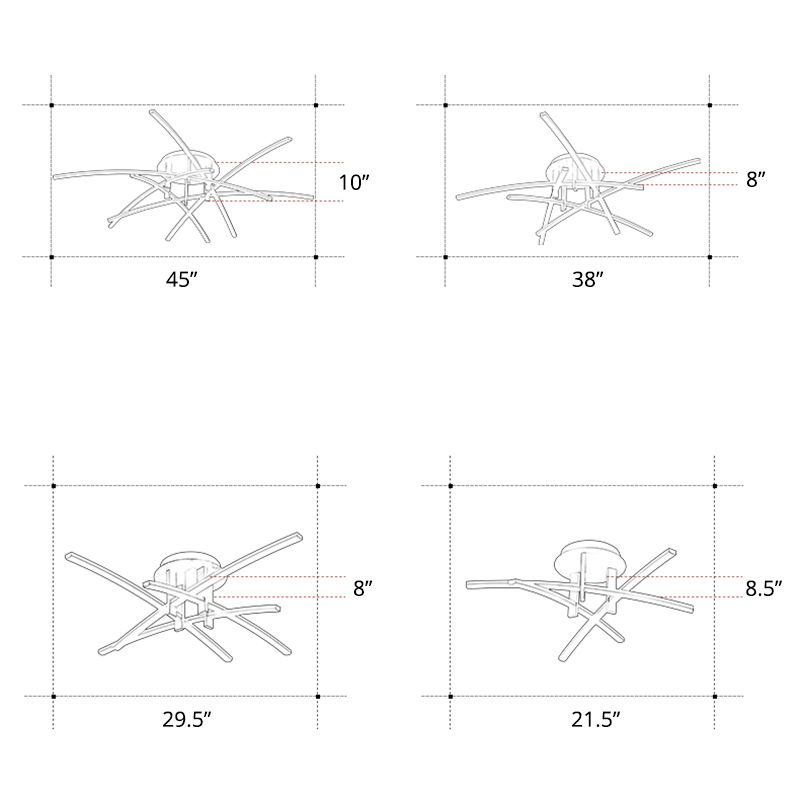 Crossed Rod Flush Mount Ceiling Light Simple Metal Bedroom LED Flush Light Fixture