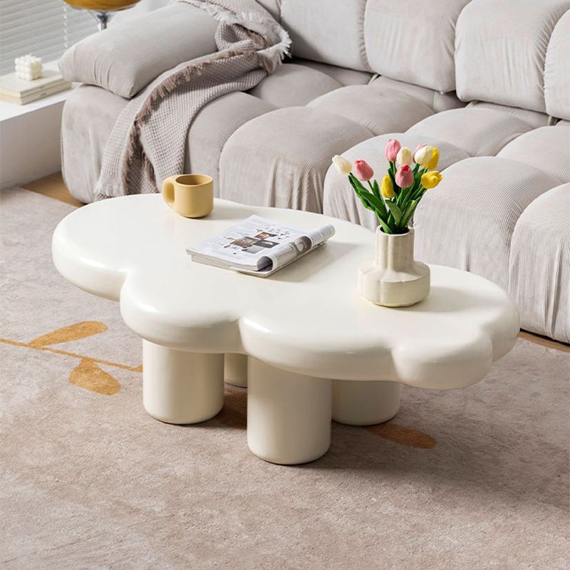 Scandinavian Cream Irregular 4 Legs Coffee Cocktail Table - 13.8" H