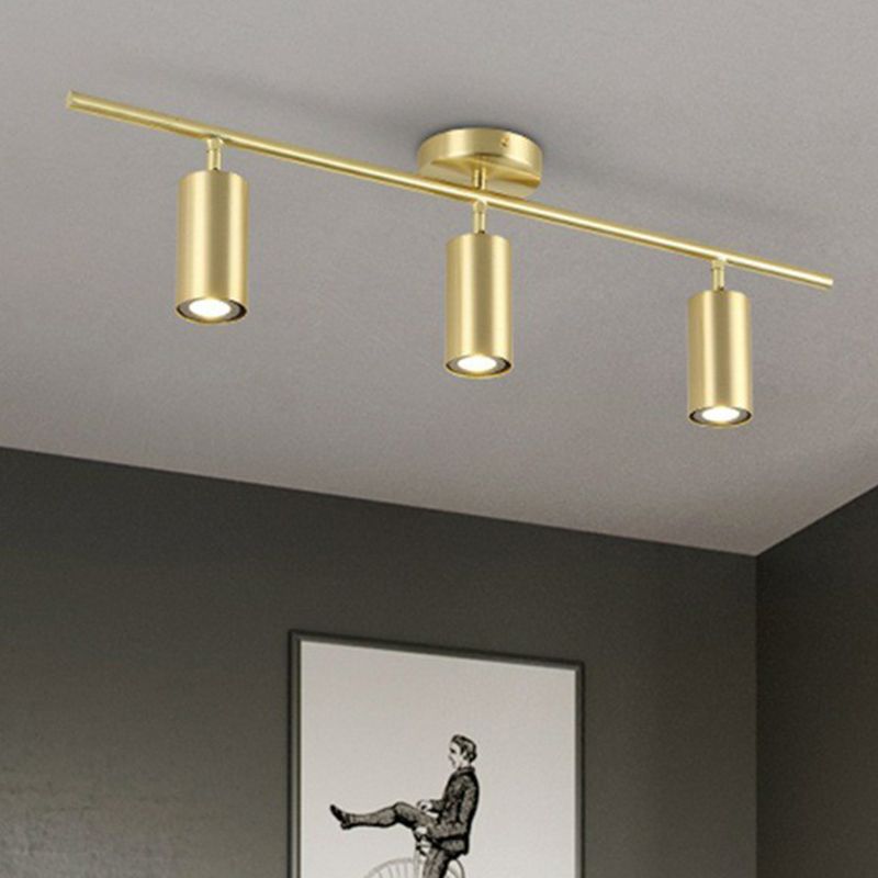 Projecteur LED cylindrique en métal, finition dorée Post-moderne, plafonnier Semi-encastré pour Salon