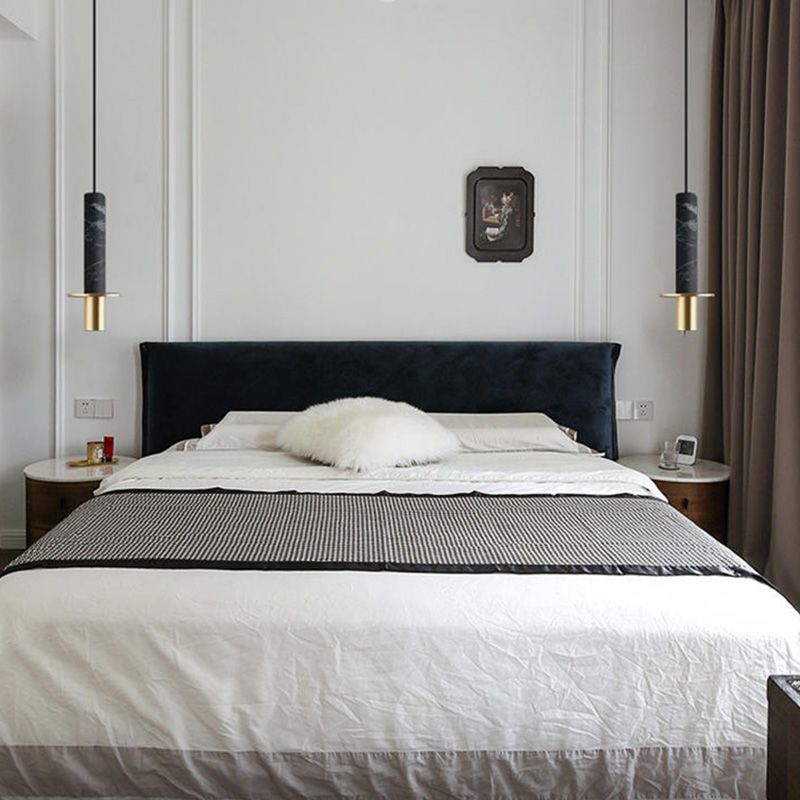 LED Marble Terrazzo Hanging Light Fixture Nordic Modern Style Living Room Long Downlight