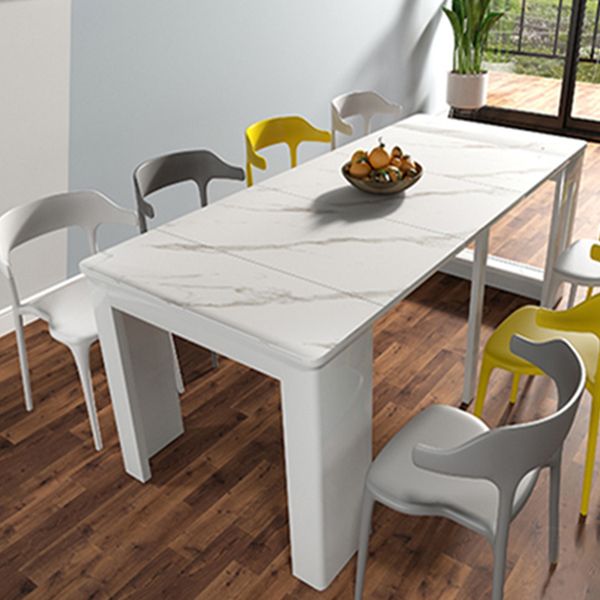 73'' Artificial Foldable Dining Table Extendable Rectangle Table with 5 Legs