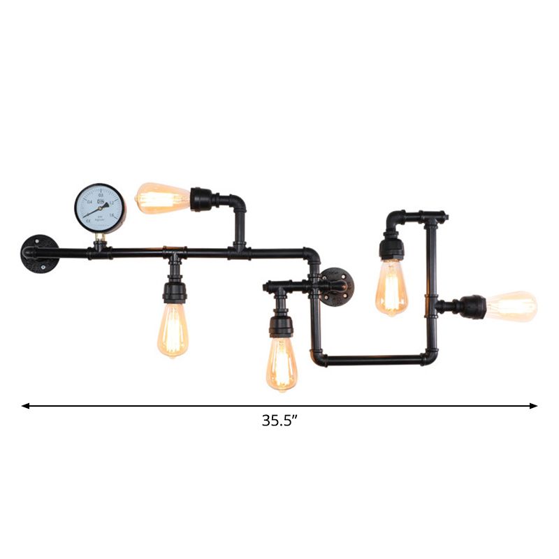 Water pijp ijzer wandlamp rustieke stijl 5 lampen restaurant muurlamp met bakmeter met drukmeter