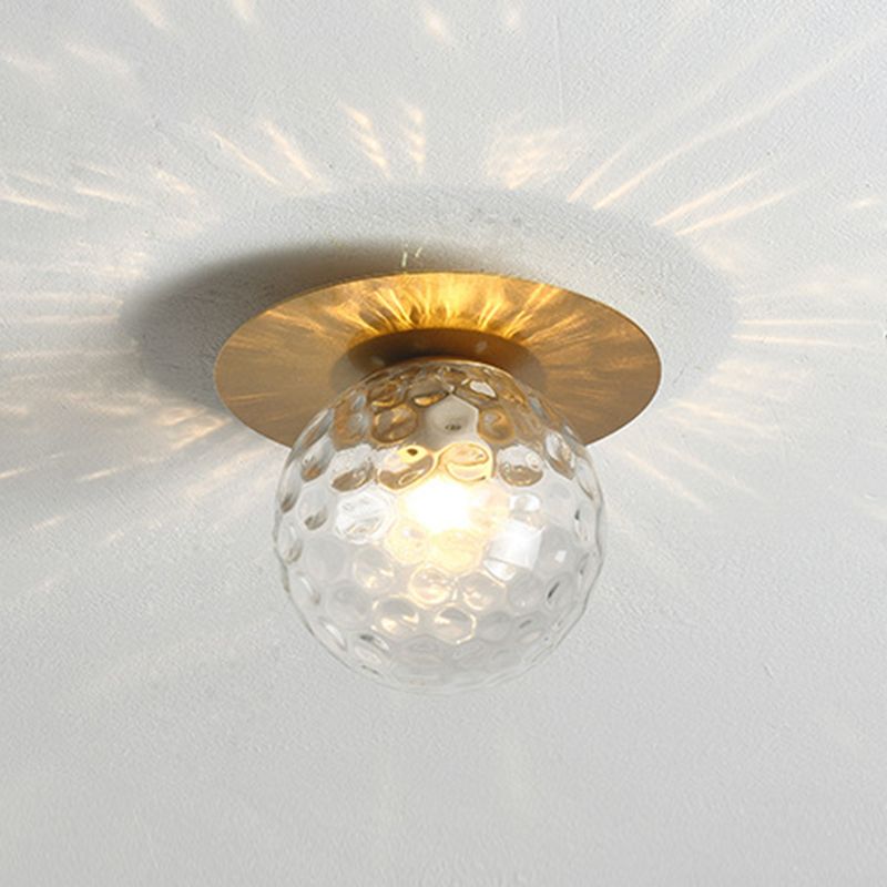 Glass Globe Shape Ceiling Light Modern Style 1 Bulb Flush-mount Lamp for Dining Room