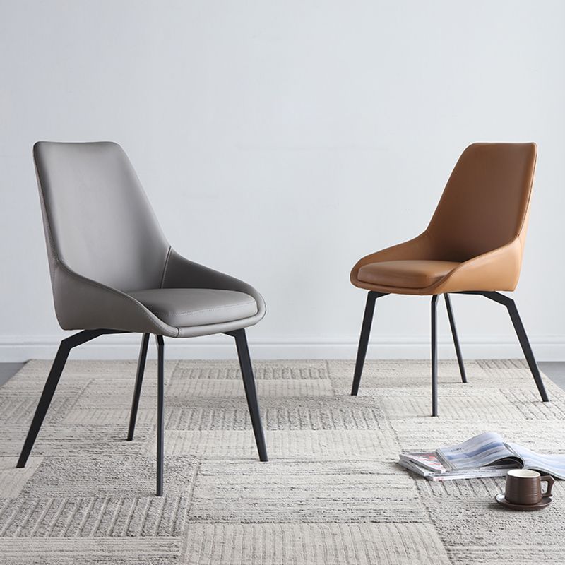 Contemporary Style Leather Chair Armless Parsons Chair with Metal Legs for Kitchen