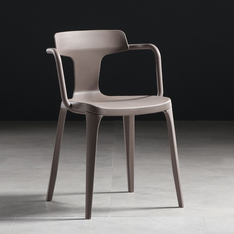 Contemporary Style Plastic Chair Kitchen Slat Back Arm Chairs (Set of 2)