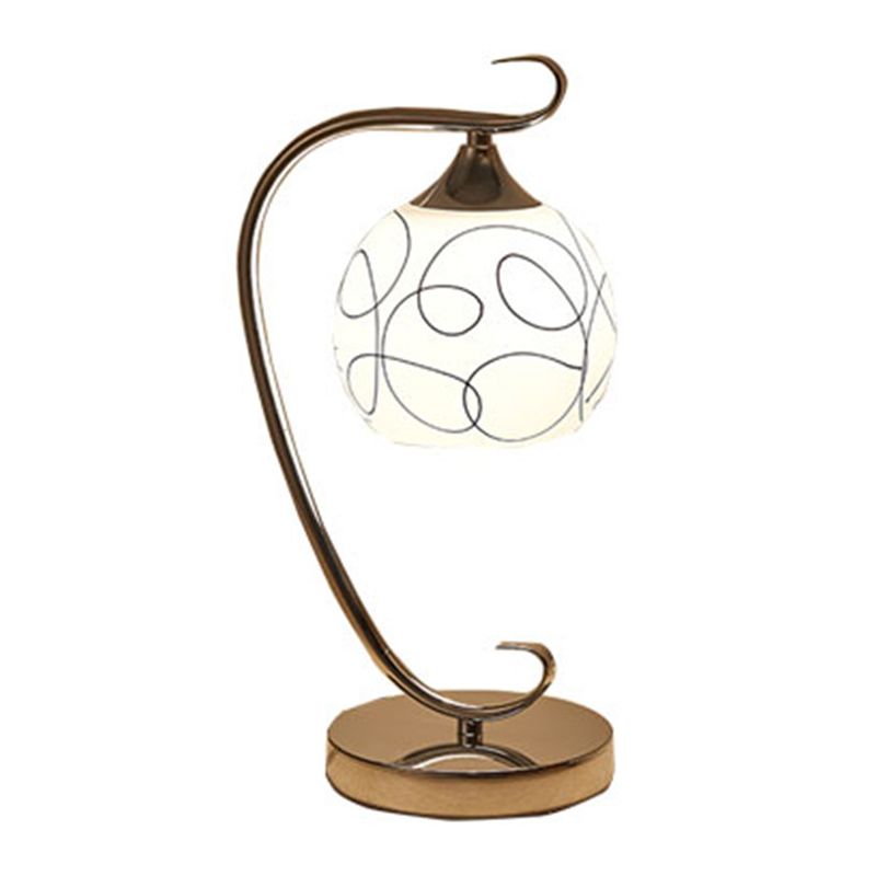 Orb Form Lernraum Lesen Lampen Klassische weißes Glas 1 Glühbirnen -Chrom -Nachttischlicht