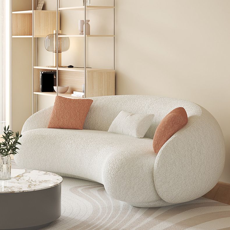 Sloped Arm Curved Sofa Nordic Wool Simple Sofa in White of 27.6" H