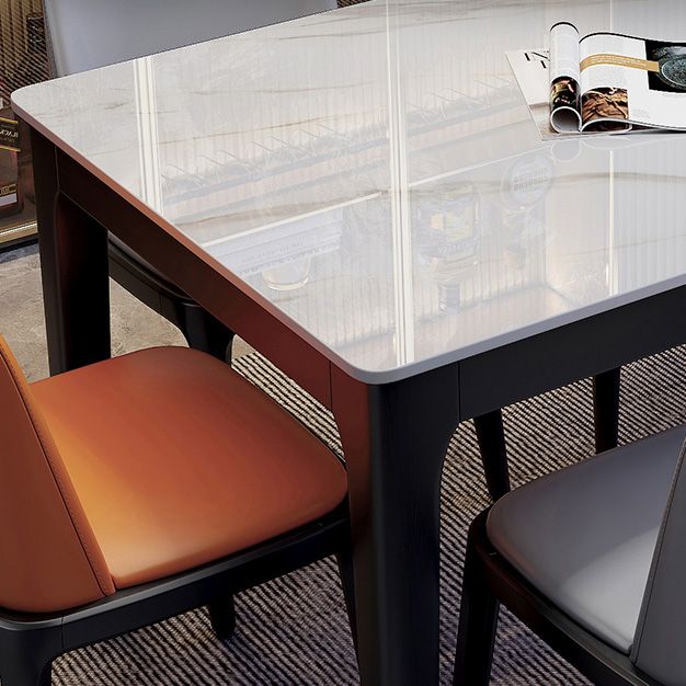 Rectangle Industrial Dining Table Two-Color Fixed Table with Sintered Stone