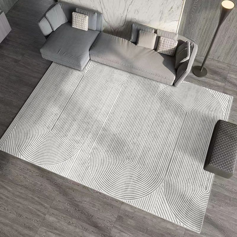 Contemporary Polyster Rectangle Striped Print Living Room Washable Indoor Rug