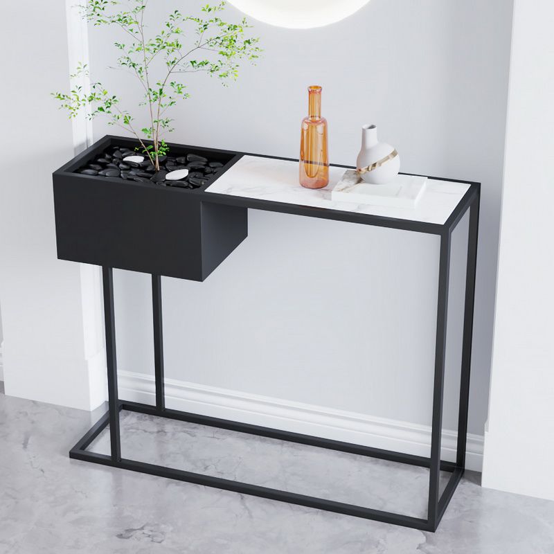 Contemporary Black Console Table Rectangle Console Sofa Table for Hall