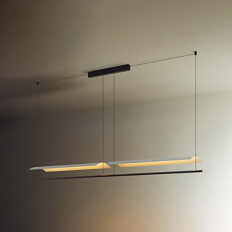 Modern Style Linear Shape Island Lights Metal Island Pendant Lights in White