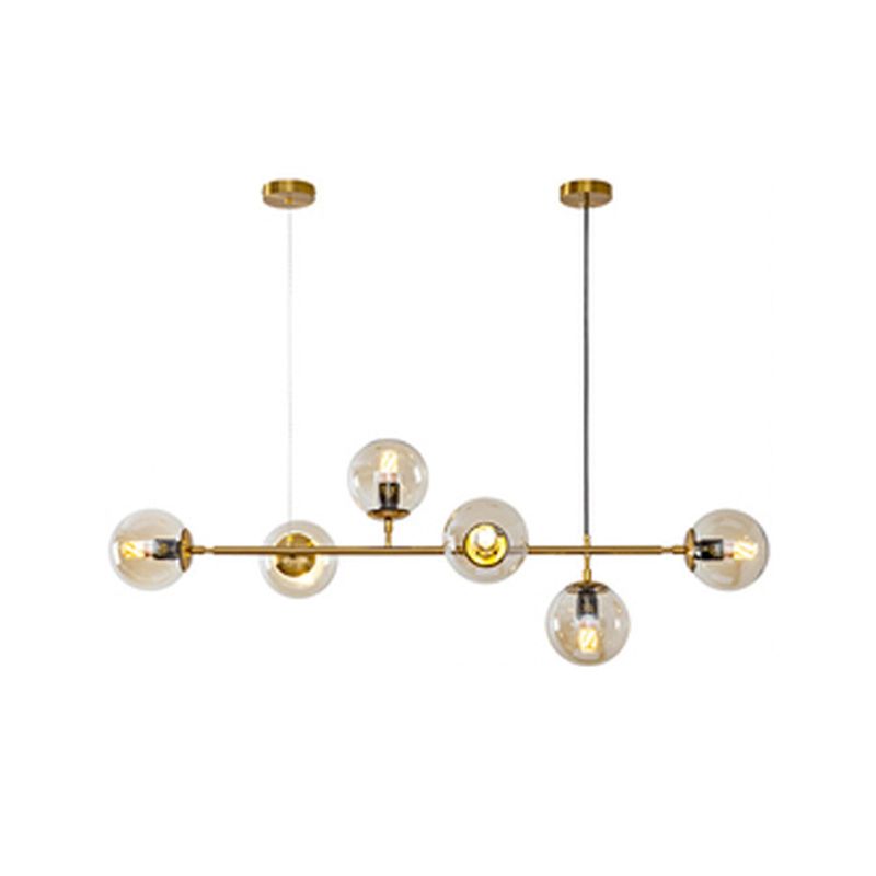 Nordic Glass Island Light Gold Globe 6 Lichter Island Anhänger für Wohnzimmer