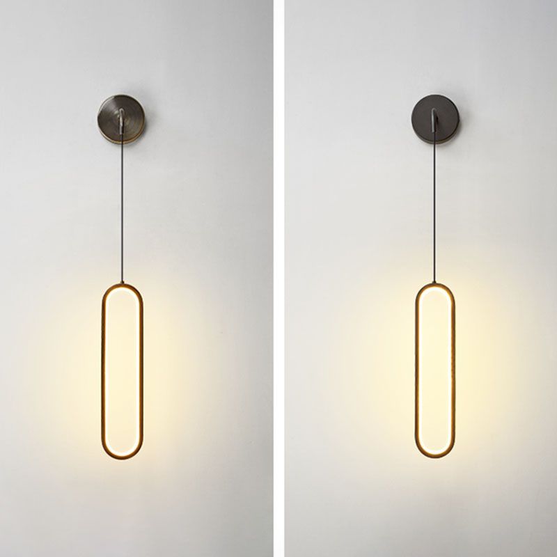 Oval Wall Mount Light Fixture Simplicity Style Metal LED Bedroom Wall Light Sconce