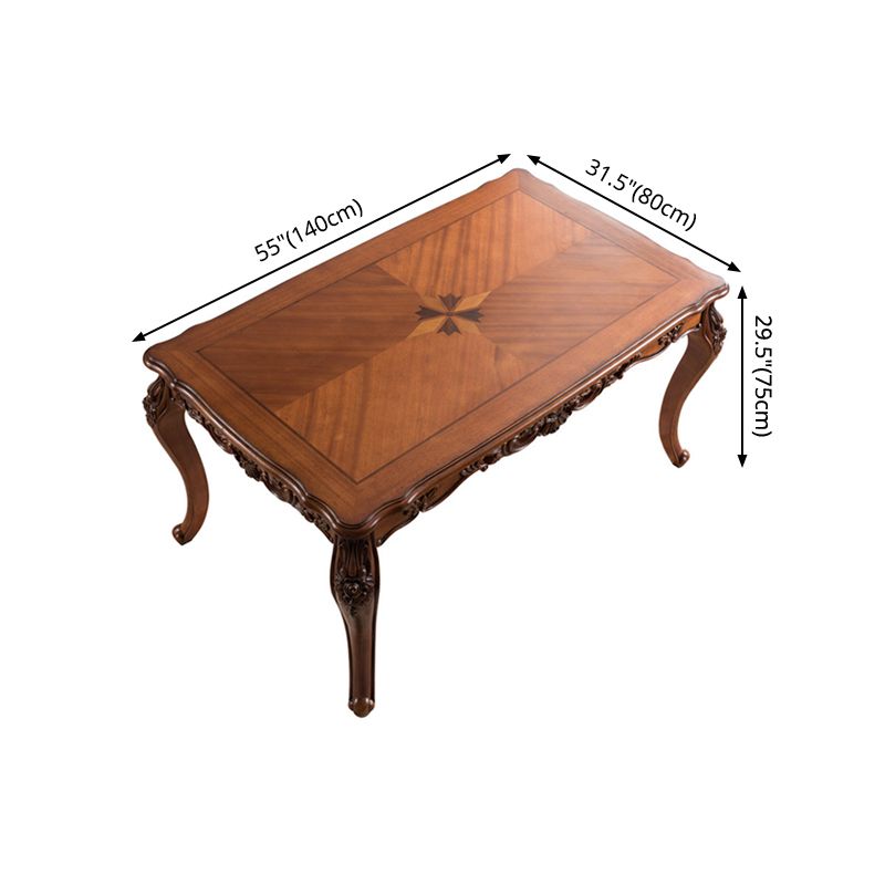Mid-Century Dining Table Rectangle Solid Wood 4 Legs Dining Table for Living Room