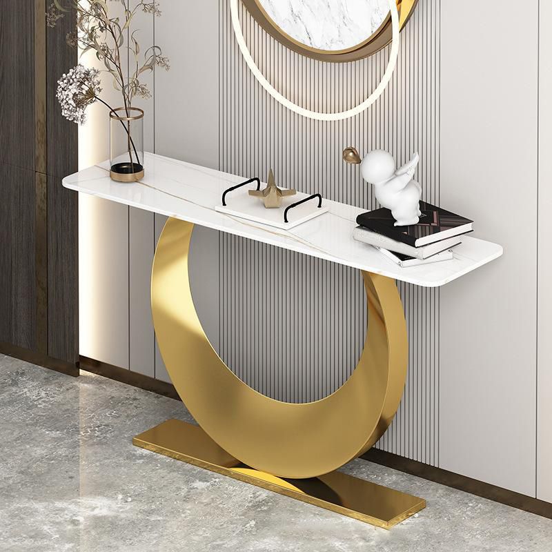 Contemporary Console Accent Table Rectangle Console Table in Stone