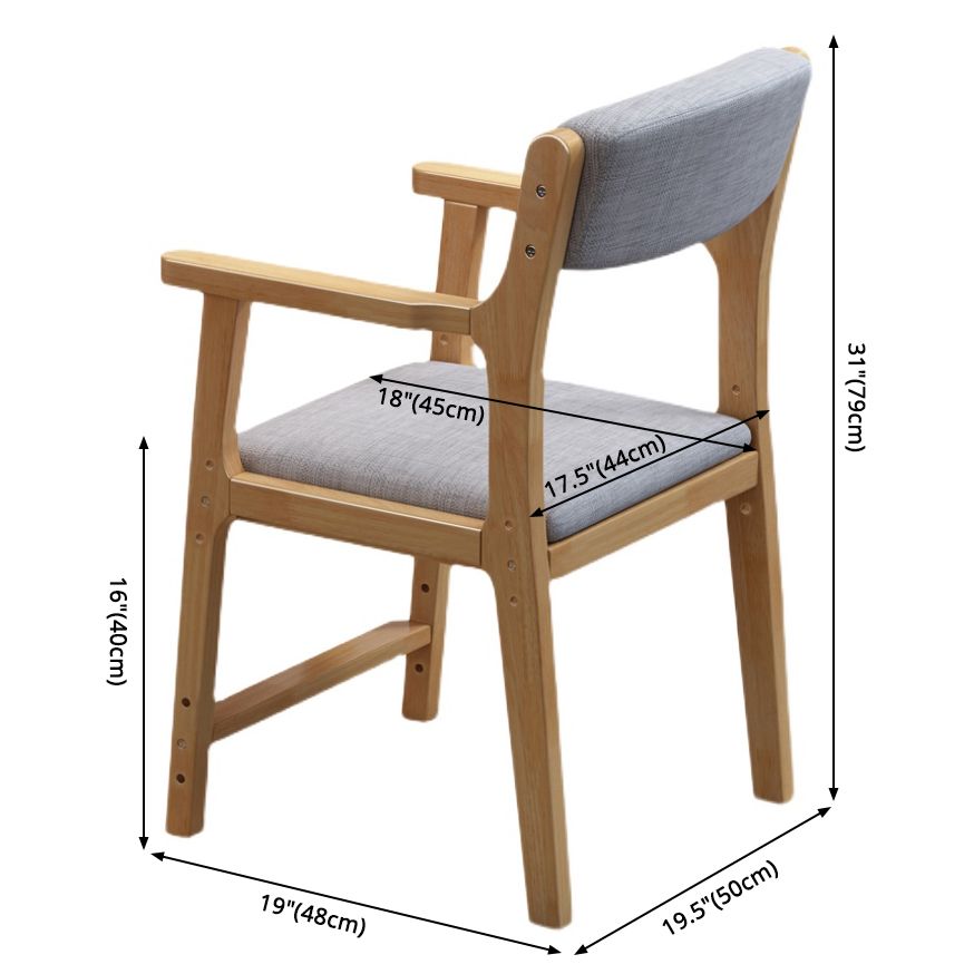 Wood Scandinavian Style Dining Chairs Home Open Back Dining Side Chair with Arm