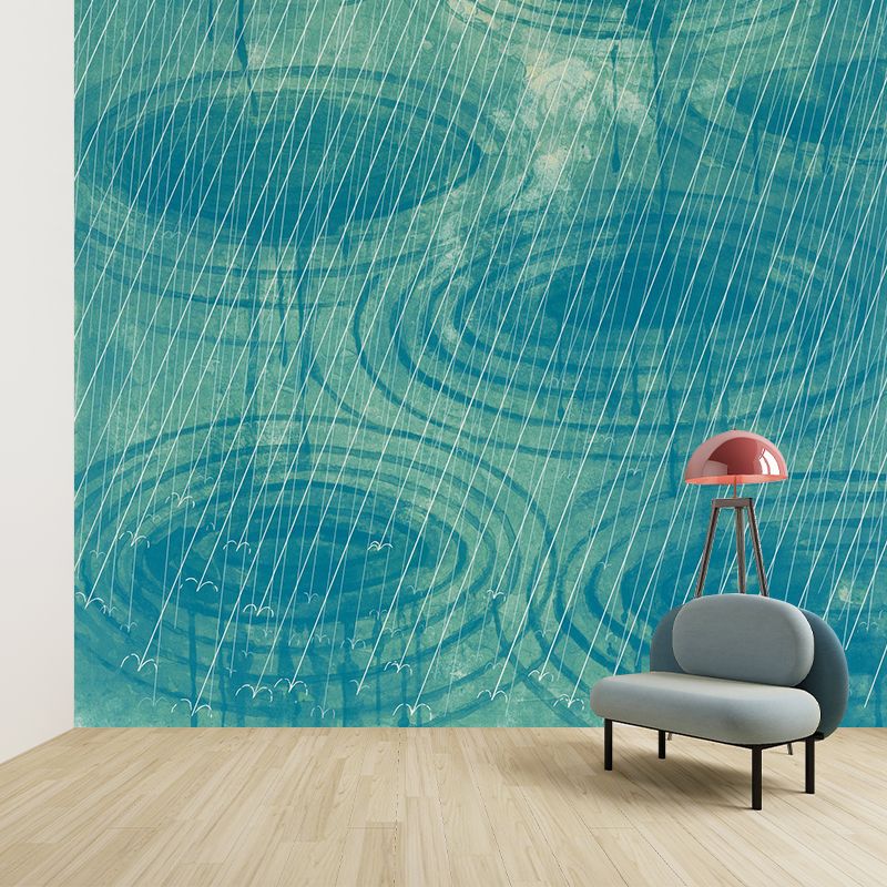 Aesthetics Ripples Mural Wallpaper Non-Woven Waterproofing Yellow-Blue Wall Art for Bedroom